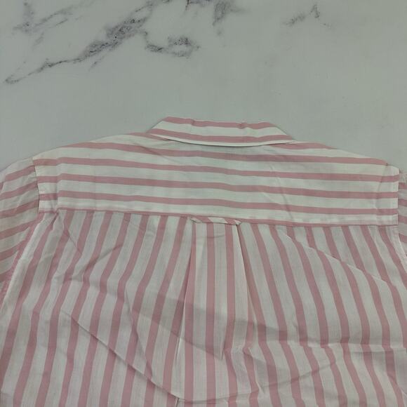 Diversity Womens Vintage 90s Button Up Shirt Size L P Pink White Stripe Boxy Fit - Picture 8 of 11